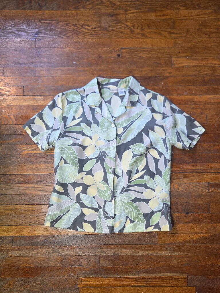 Linden Hill Green Floral Silk Button Down